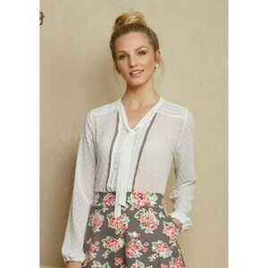 Matilda Jane Blouse Womens Size Medium Renae Top Swiss Dot Long Sleeve